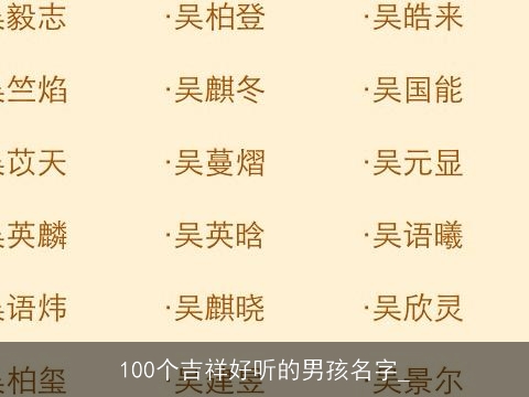 100个吉祥好听的男孩名字_