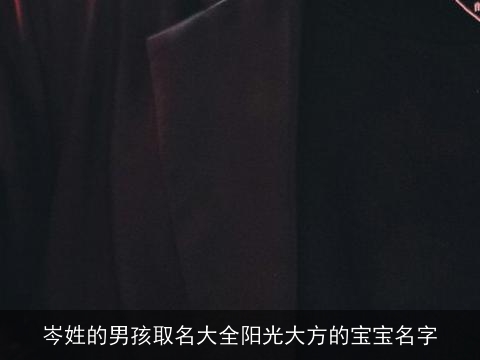 岑姓的男孩取名大全阳光大方的宝宝名字