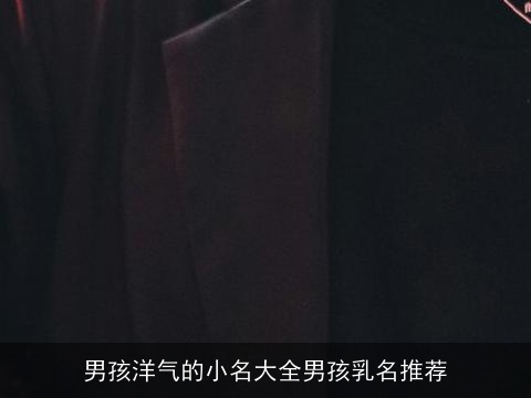 男孩洋气的小名大全男孩乳名推荐