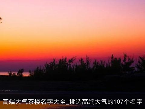 高端大气茶楼名字大全_挑选高端大气的107个名字