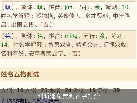 刘昕遥免费测名字打分