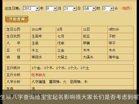 生辰八字查询给宝宝起名影响很大家长们是否考虑到呢