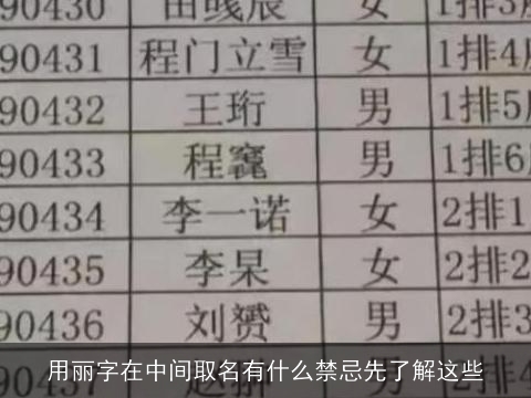 用丽字在中间取名有什么禁忌先了解这些